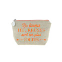 Trousse en lin message orange