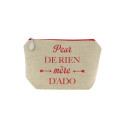 Trousse en lin message rouge