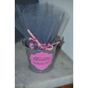 Seau XS Gris stickers fuchsia