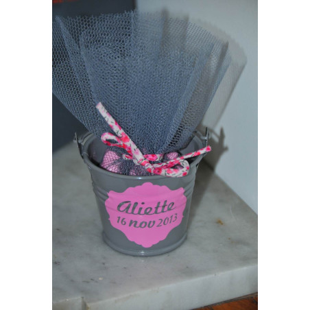 Seau XS Gris stickers fuchsia Seau XS Gris stickers fuchsia