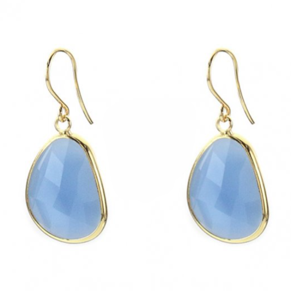 Boucles d'oreille en verre couleur calcédoine