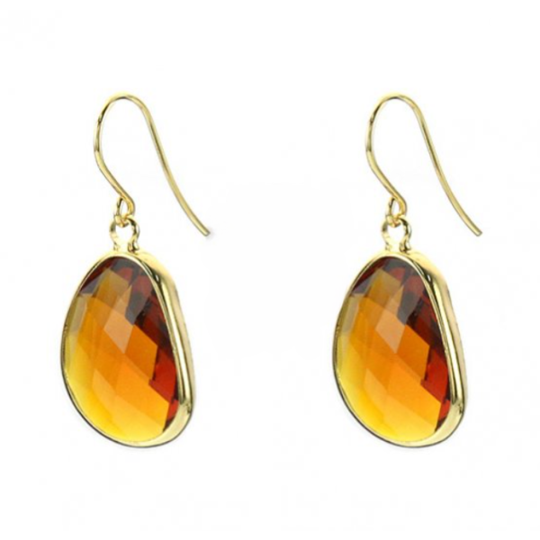 Boucles d'oreille en verre couleur quartz bière