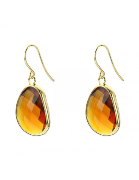 Boucles d'oreille en verre couleur quartz bière Boucles d'oreille en verre couleur quartz bière