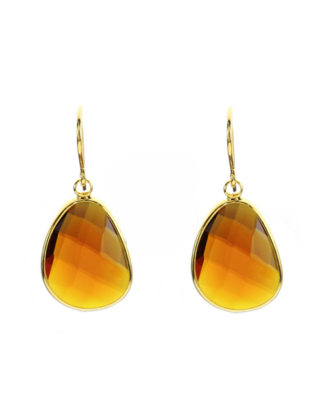 Boucles d'oreille en verre couleur quartz bière Boucles d'oreille en verre couleur quartz bière