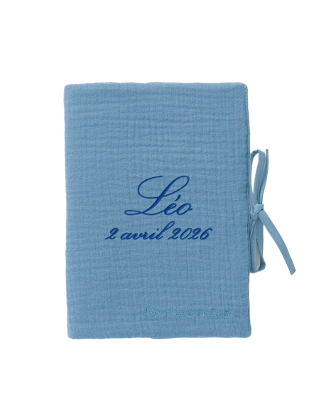 Protège carnet de santé double gaze coton brodé