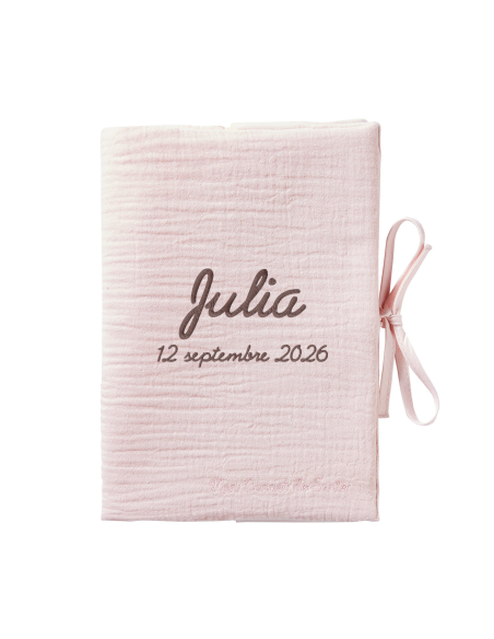 Protège carnet de santé double gaze coton brodé