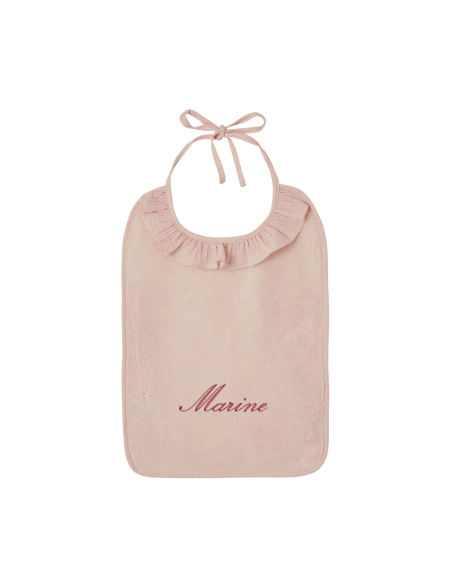 Bavoir col bambou et gaze coton brodé