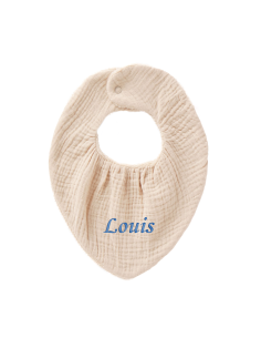 Bavoir bandana en bambou et gaze brodé