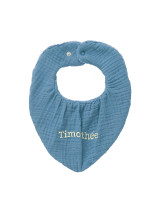 Bavoir bandana en bambou et gaze brodé 2