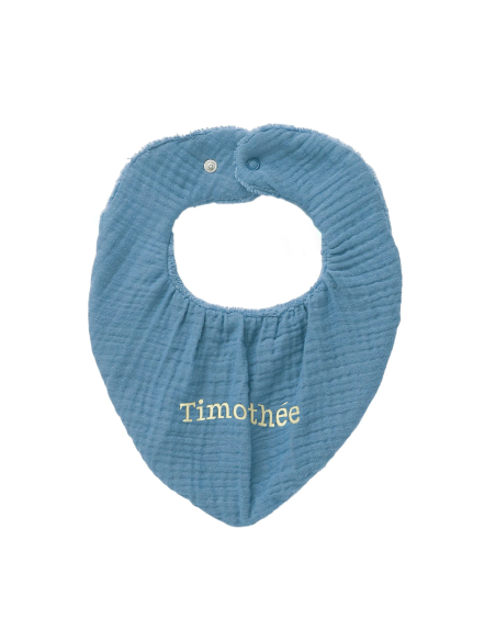 Bavoir bandana en bambou et gaze brodé