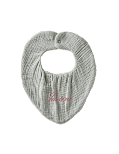 Bavoir bandana en bambou et gaze brodé