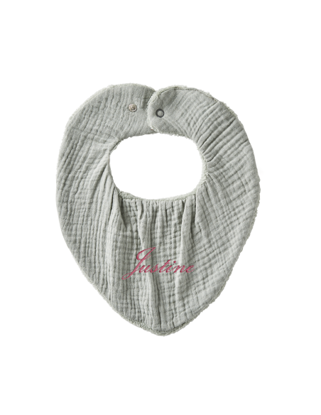 Bavoir bandana en bambou et gaze brodé