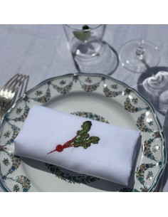 Serviette de table brodée asperges 2