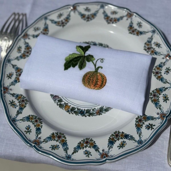 serviette de table brodée courge