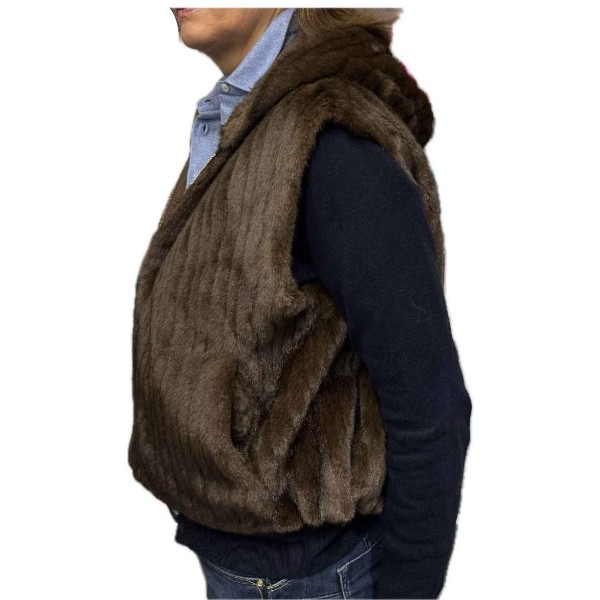 Gilet capuche Fausse Fourrure sans manche