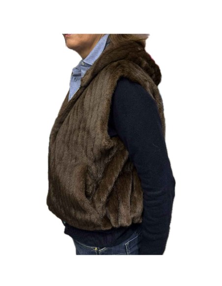 Gilet capuche Fausse Fourrure sans manche