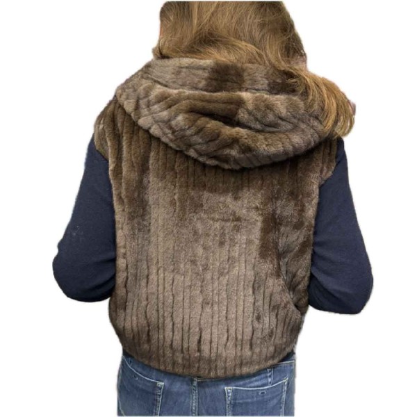 Gilet capuche Fausse Fourrure sans manche