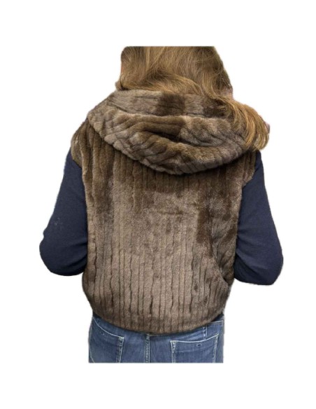 Gilet capuche Fausse Fourrure sans manche