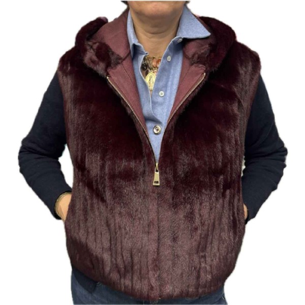 Gilet capuche Fausse Fourrure sans manche