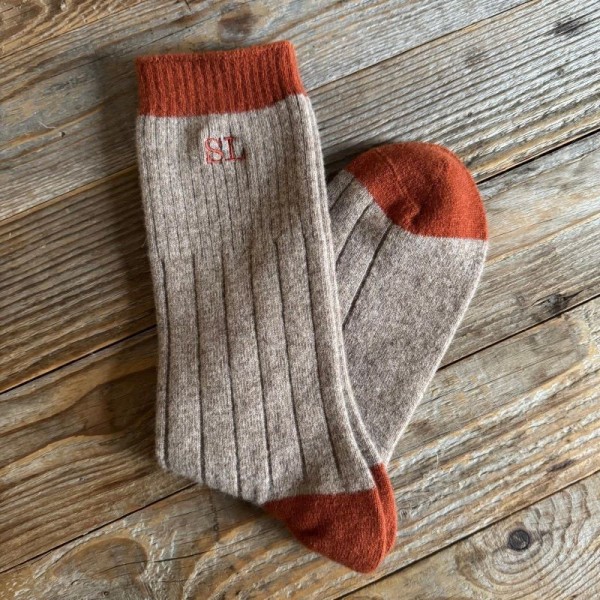 Chaussettes unies laine mérinos personnalisées