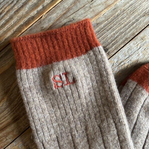 Chaussettes unies laine mérinos personnalisées