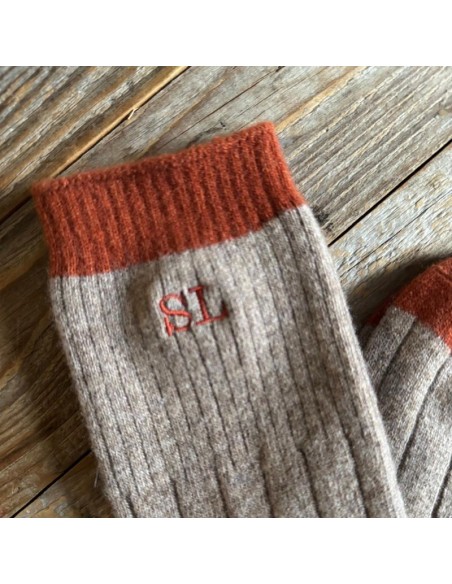 Chaussettes unies laine mérinos personnalisées