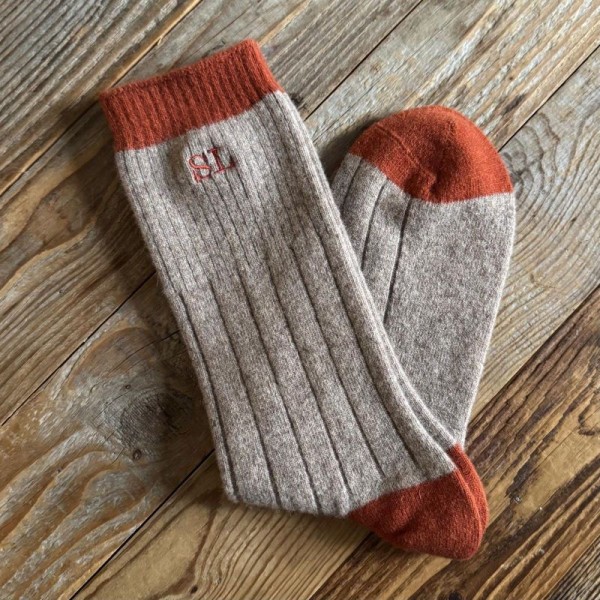 Chaussettes unies laine mérinos personnalisées