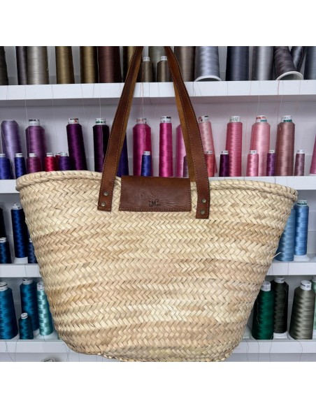 Panier rabat cuir avec initiales